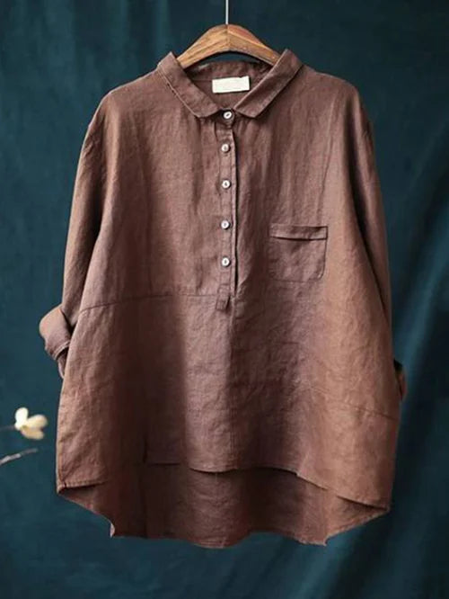 JO | Lapel collar button-down long sleeve shirt with pockets