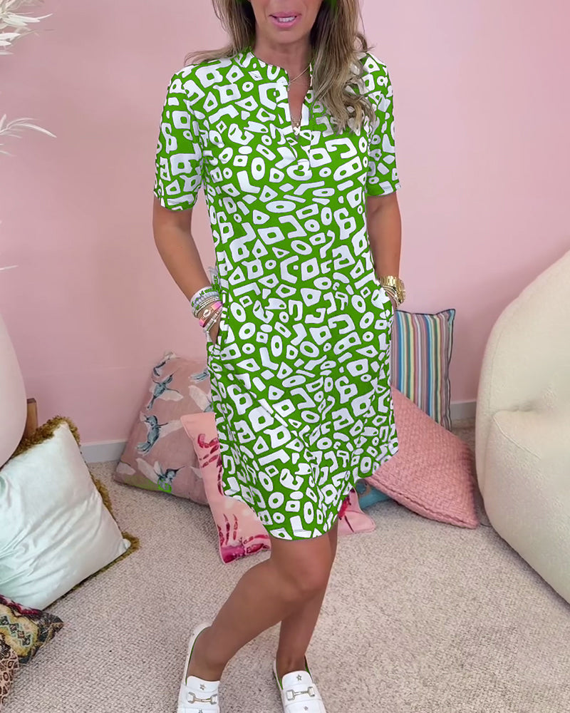 JO | V-neck casual dress with print