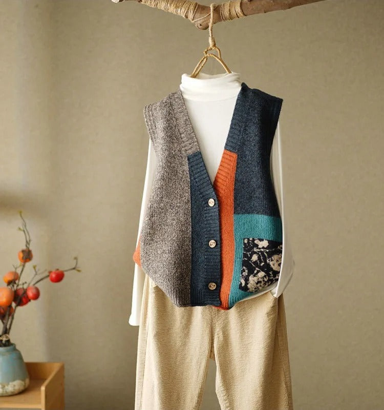 JO | Knitted vest in colorblock design