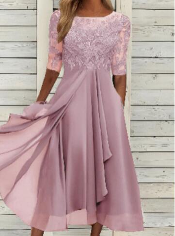 JO | Chiffon midi dress with transparent sleeves in midi length