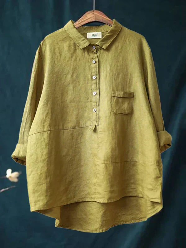 JO | Lapel collar button-down long sleeve shirt with pockets