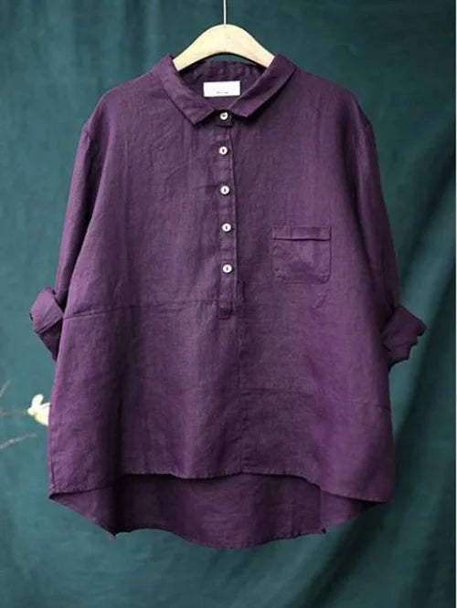 JO | Lapel collar button-down long sleeve shirt with pockets