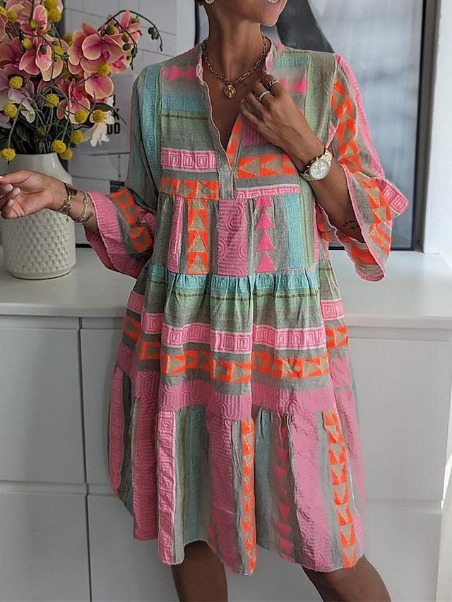 JO | Printed dress with V-neckline