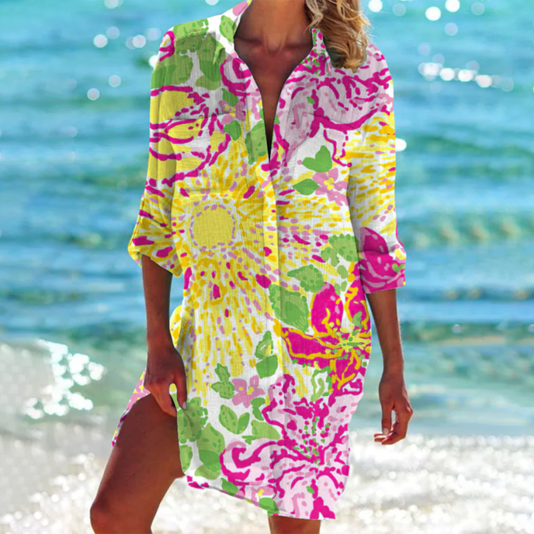 JO | Colourful button-up midi dress