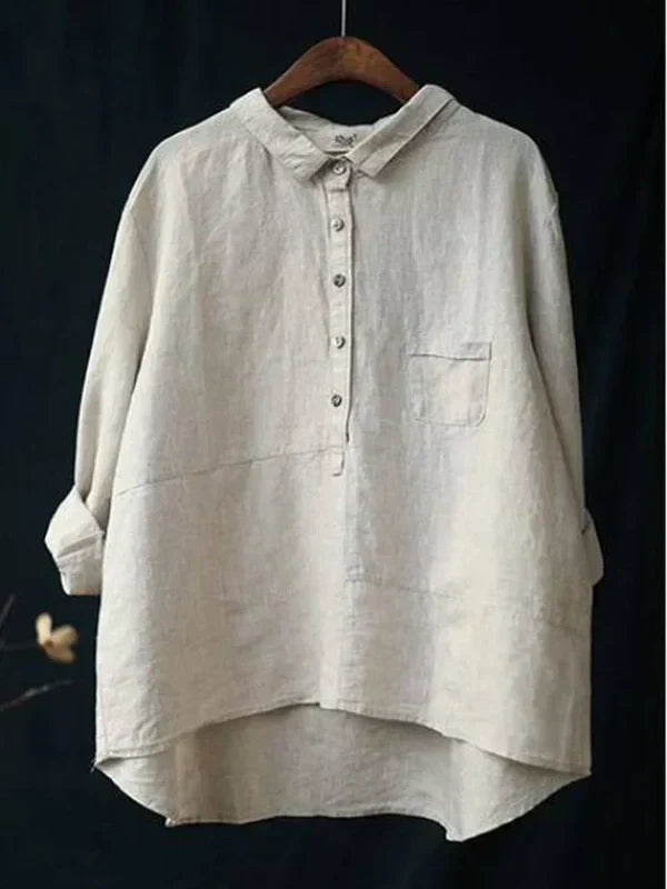JO | Lapel collar button-down long sleeve shirt with pockets