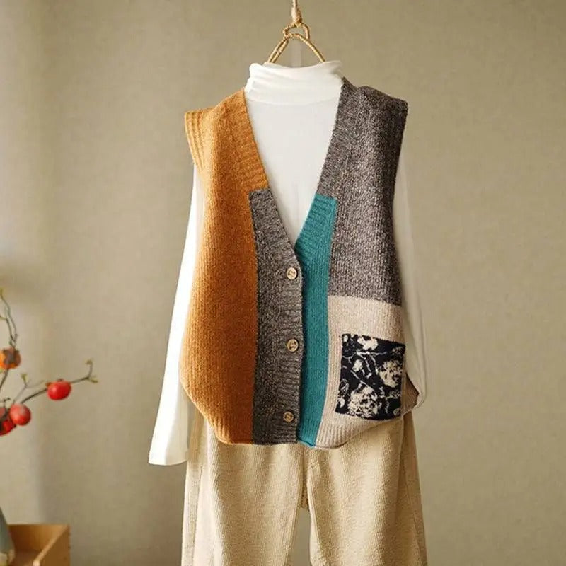 JO | Knitted vest in colorblock design