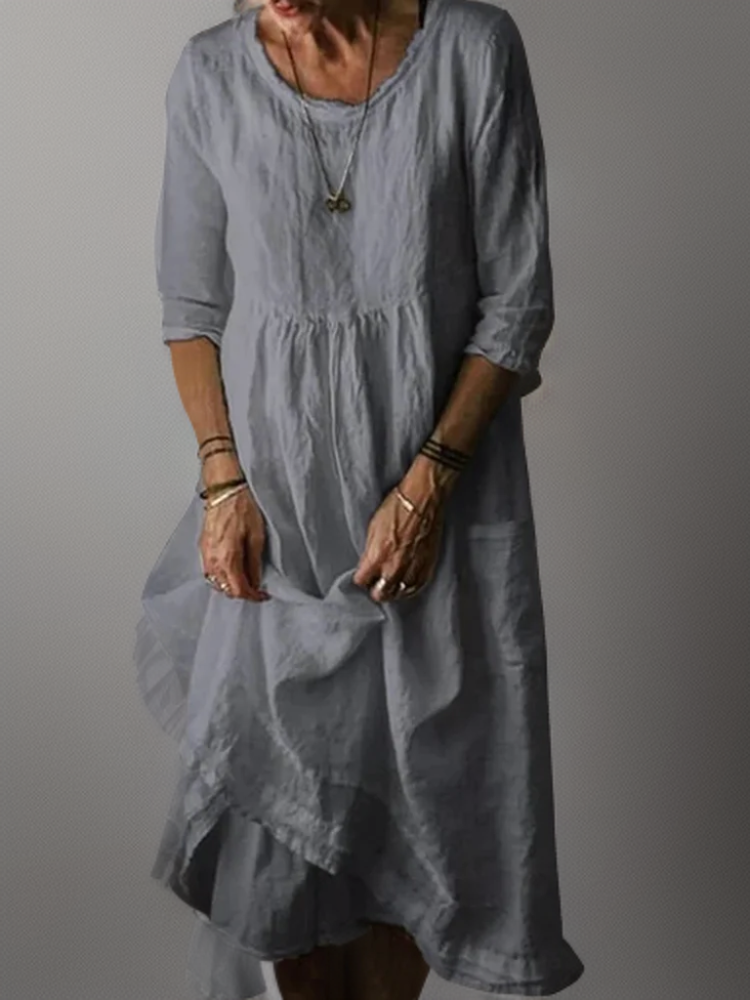 JO | Summer dress with round neckline for women | Midi