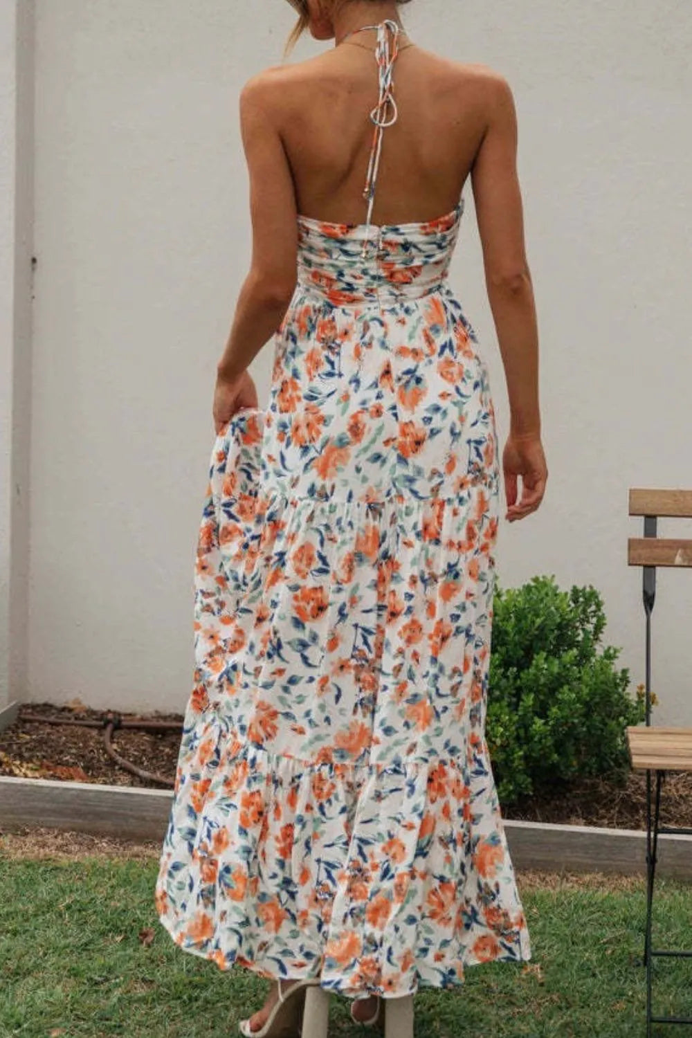 JO | Floral Halter Neck Tiered Maxi Dress