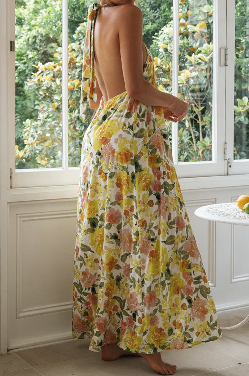 JO | vacation print patchwork holder straight dresses