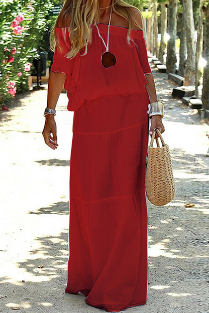 JO | Strolling In The Sand Off Shouder Maxi Dress