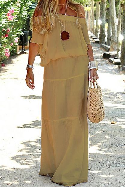 JO | Strolling In The Sand Off Shouder Maxi Dress