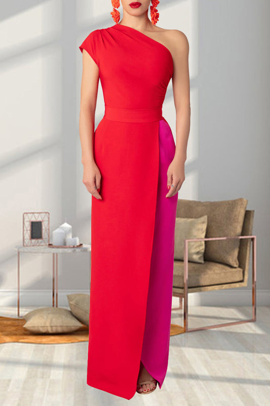 JO | Long asymmetric colorblock dress