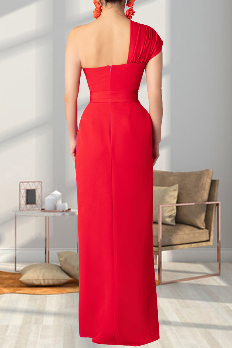 JO | Long asymmetric colorblock dress