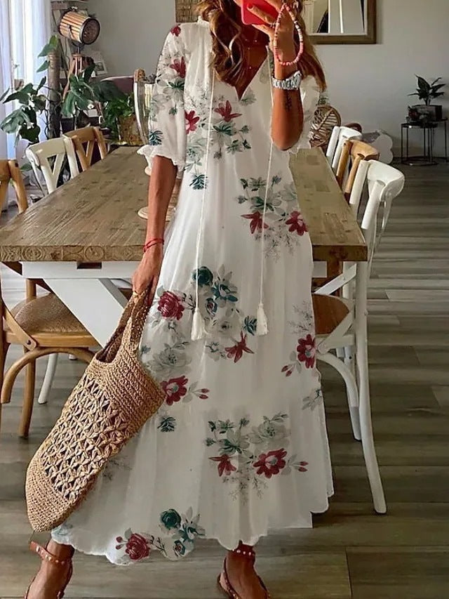 JO | Floral maxi dress with bow