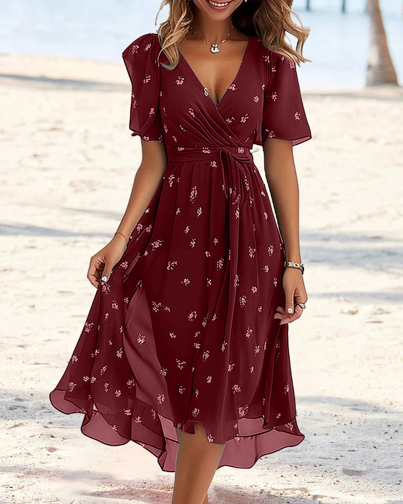 JO | Elegant dress with V-neck and print