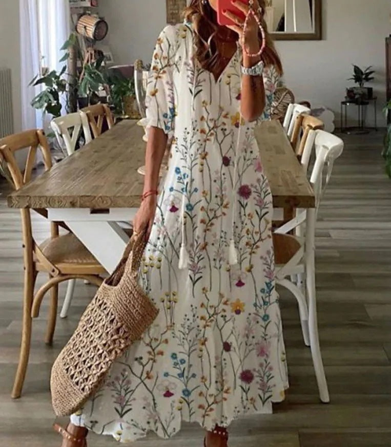JO | Floral maxi dress with bow