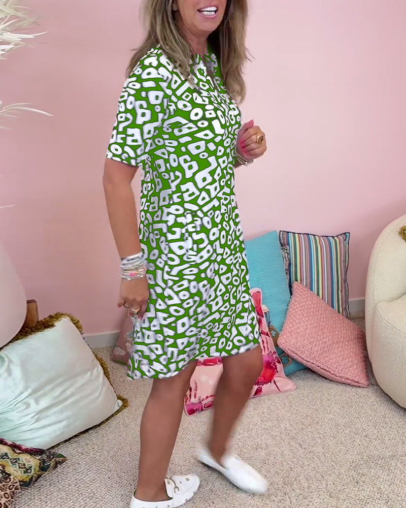JO | V-neck casual dress with print