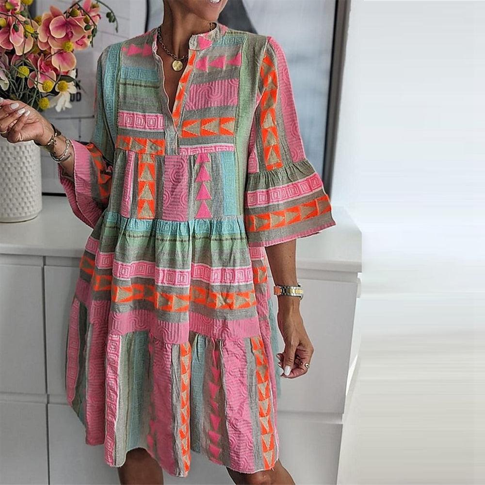 JO | Printed dress with V-neckline