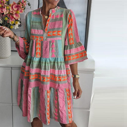 JO | Printed dress with V-neckline