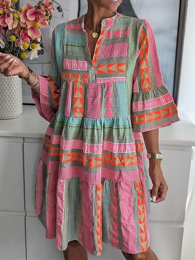 JO | Printed dress with V-neckline
