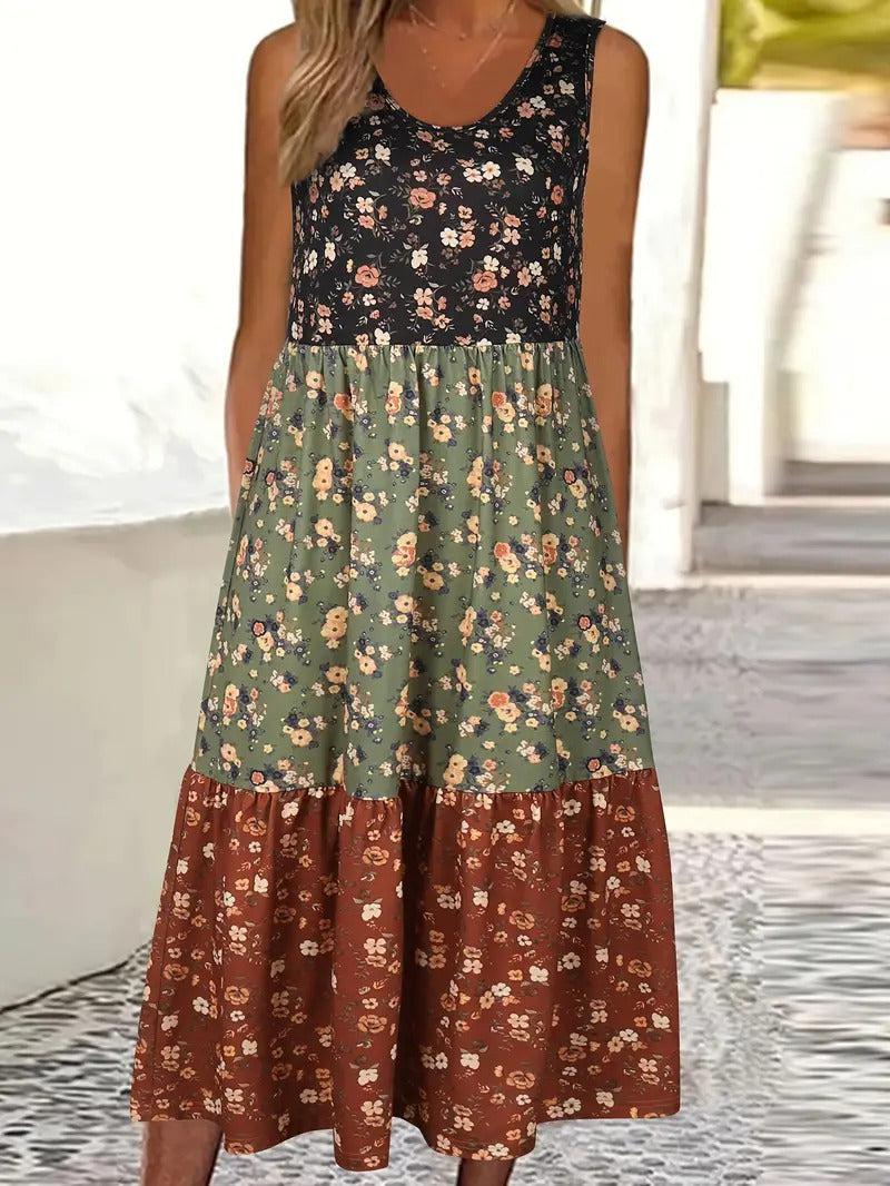 JO | Trendy sleeveless midi dress with print