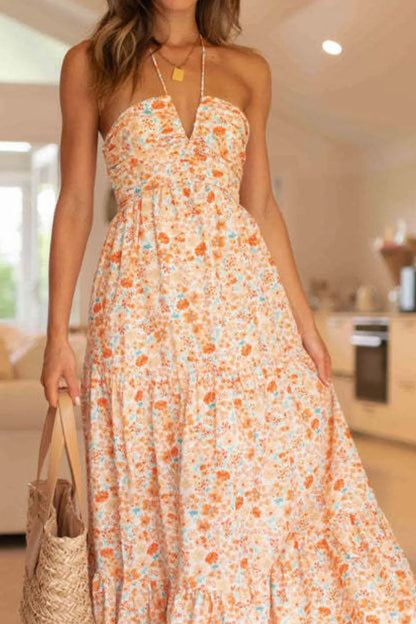 JO | Floral Halter Neck Tiered Maxi Dress
