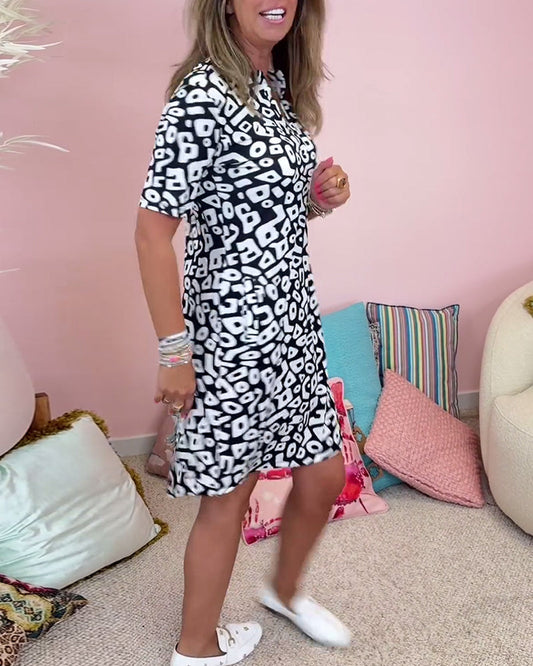 JO | V-neck casual dress with print