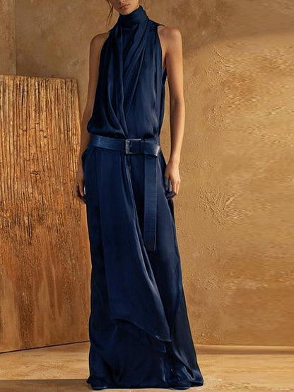 JO | sleeveless - high neckline - belt at the waist - light and airy fit