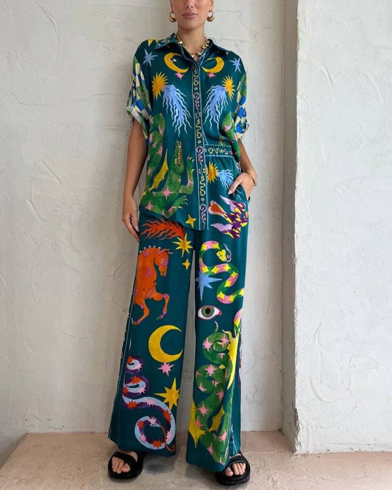 JO | Graffiti art print fashionable, casual, two-piece