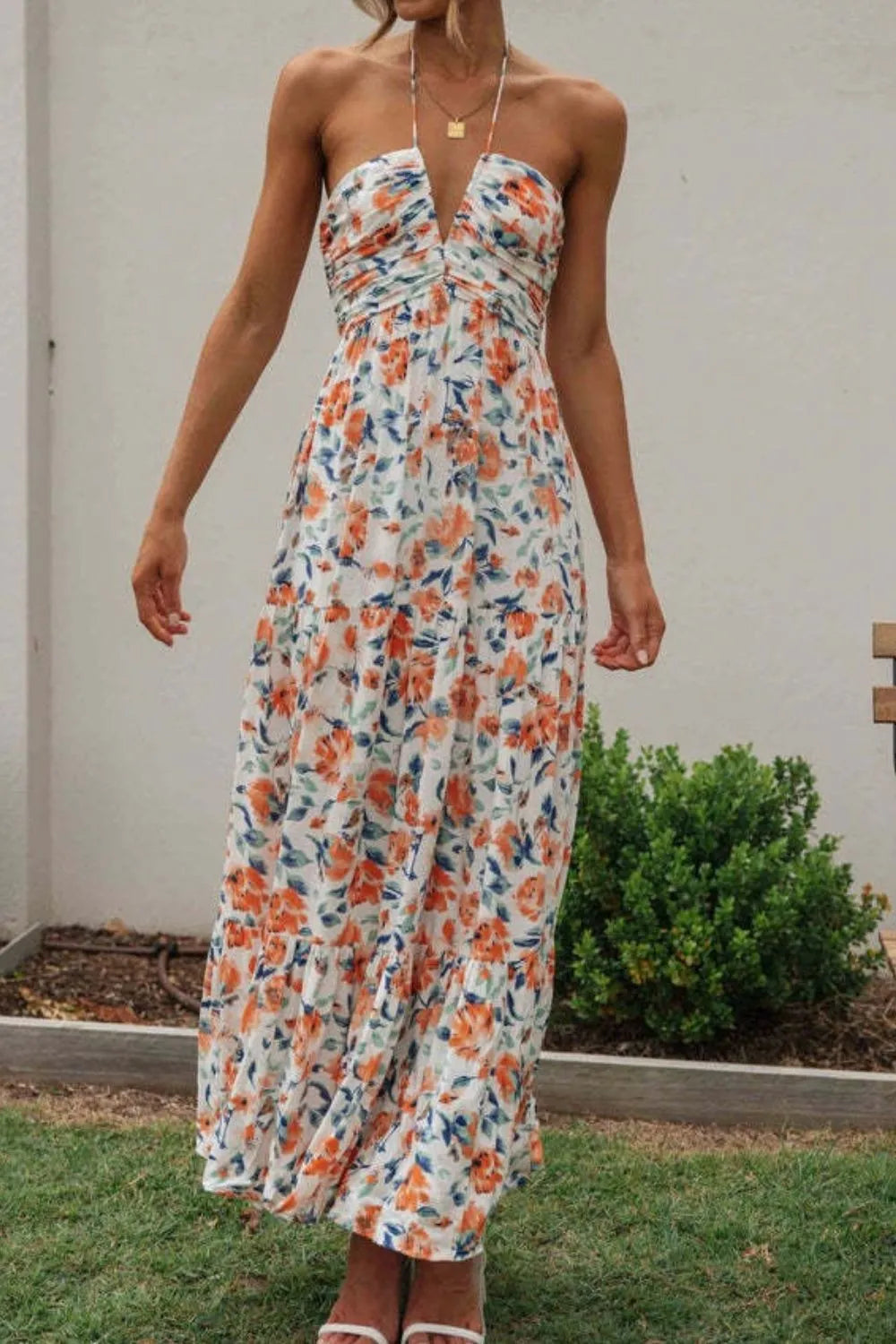 JO | Floral Halter Neck Tiered Maxi Dress