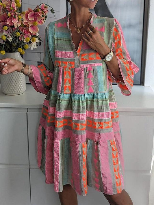 JO | Printed dress with V-neckline