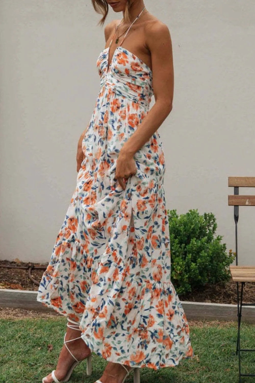 JO | Floral Halter Neck Tiered Maxi Dress