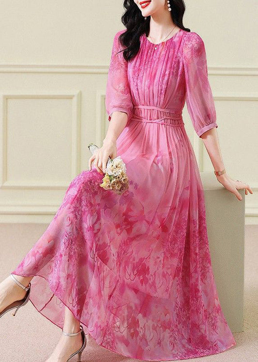 JO | Gathered long dress with half sleeves