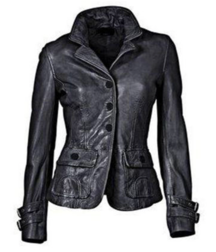 JO | Black leather jacket with fit