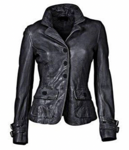 JO | Black leather jacket with fit