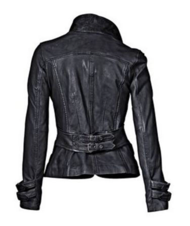 JO | Black leather jacket with fit