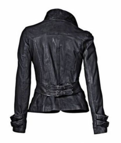 JO | Black leather jacket with fit