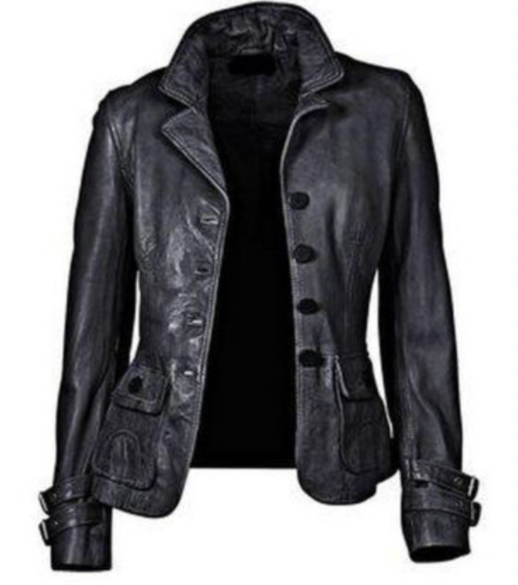 JO | Black leather jacket with fit
