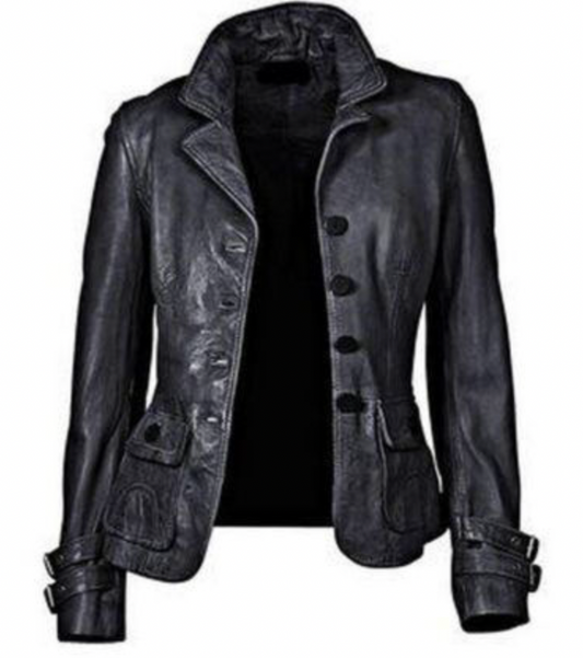 JO | Black leather jacket with fit