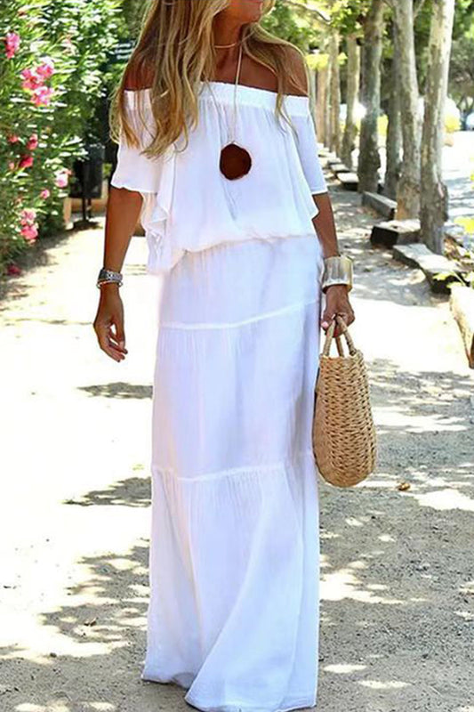JO | Strolling In The Sand Off Shouder Maxi Dress