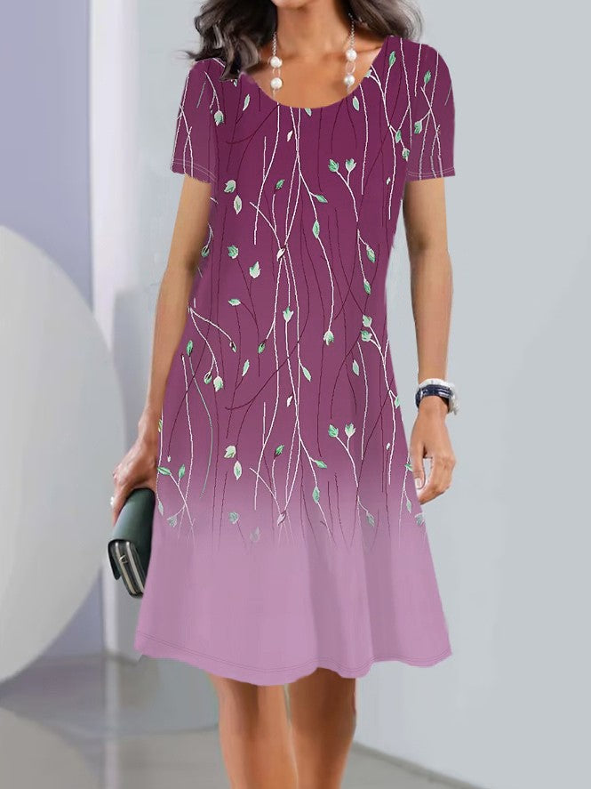 JO | Print Long sleeve Round neck Mid-length dresses
