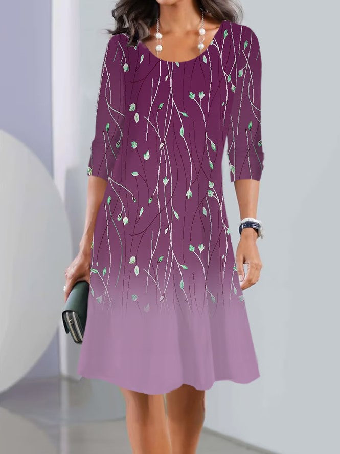 JO | Print Long sleeve Round neck Mid-length dresses