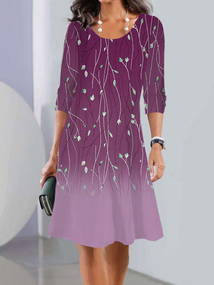 JO | Print Long sleeve Round neck Mid-length dresses