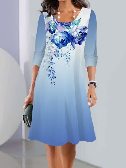 JO | Print Long sleeve Round neck Mid-length dresses