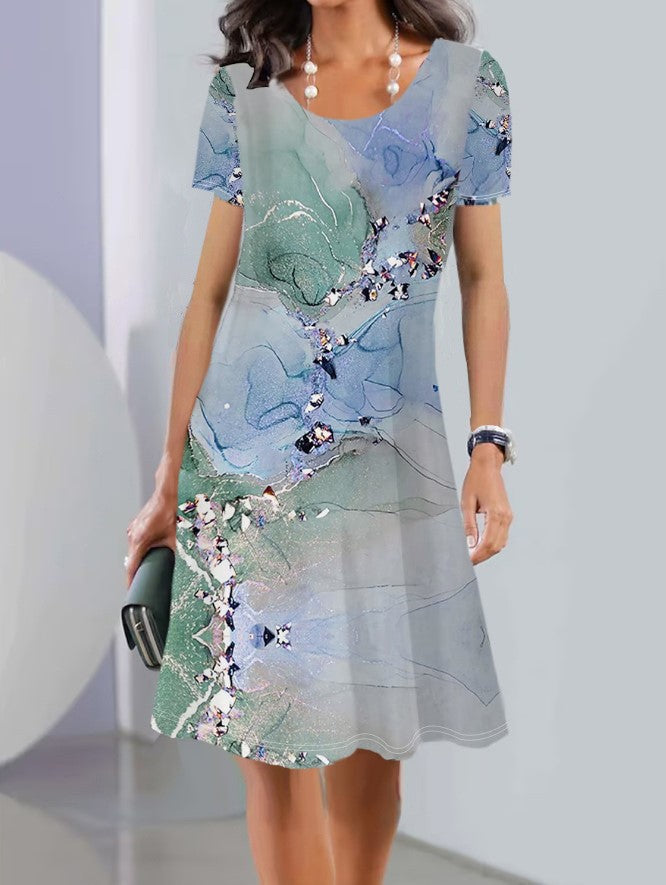 JO | Print Long sleeve Round neck Mid-length dresses
