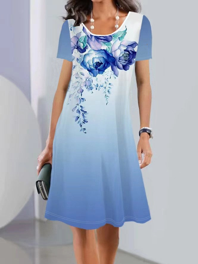 JO | Print Long sleeve Round neck Mid-length dresses