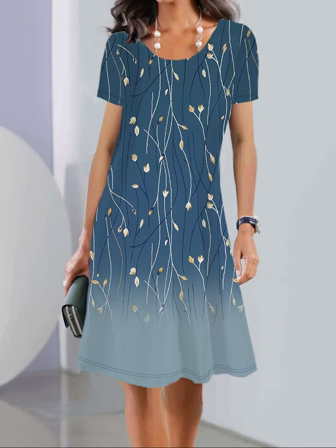 JO | Print Long sleeve Round neck Mid-length dresses