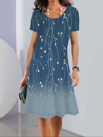 JO | Print Long sleeve Round neck Mid-length dresses