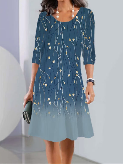 JO | Print Long sleeve Round neck Mid-length dresses
