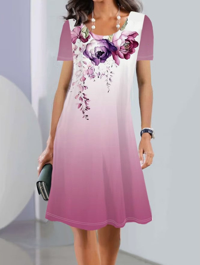 JO | Print Long sleeve Round neck Mid-length dresses